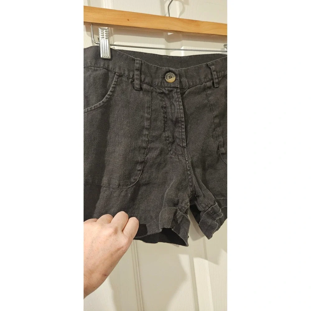 DAUN & Co River Shorts Womens Small 100%‎ Linen Charcoal Handmade Bali